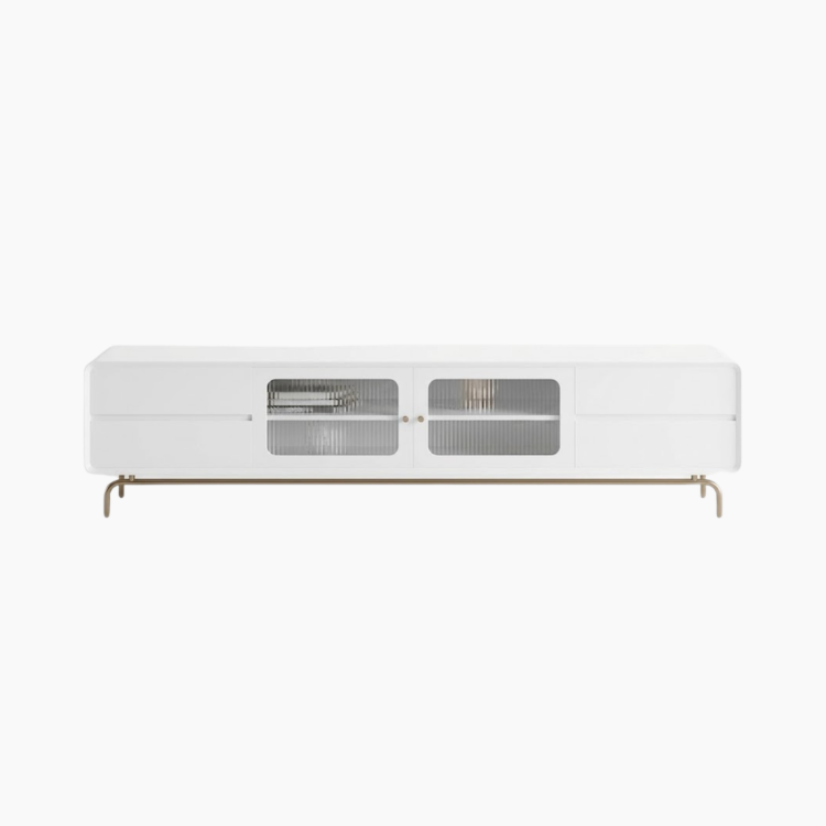 Tủ tivi CLAIR HGF 2 cánh kính 4 hộc kéo, gỗ MDF sơn 2K, 180/200x40x55cm,TTV042