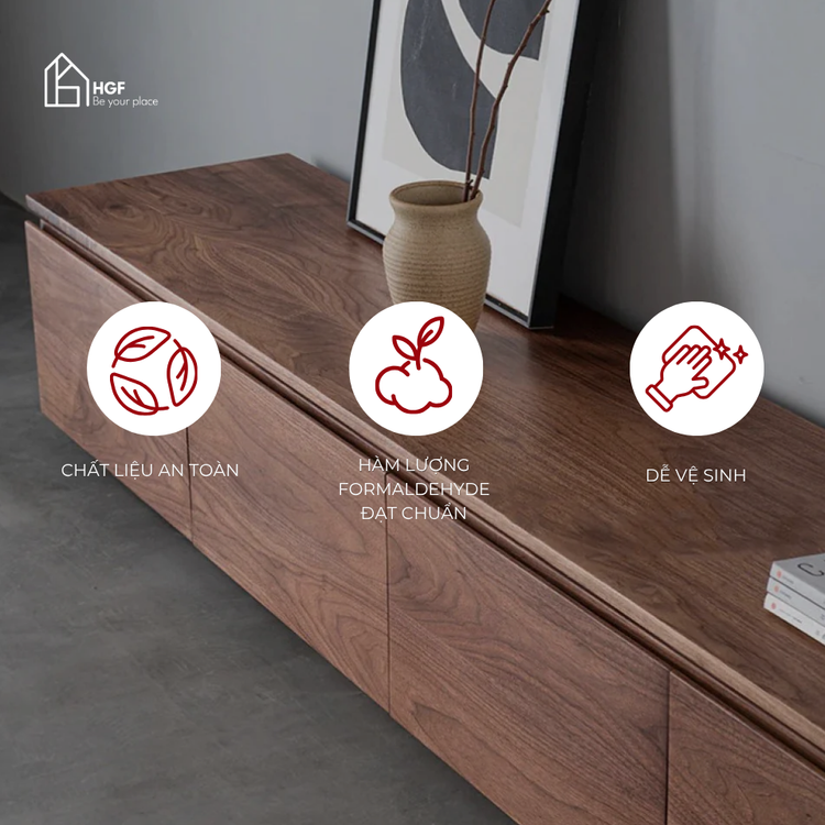 Tủ tivi DELILA HGF 4 ngăn kéo, gỗ MDF, 160/180/200/220x40x40cm, TTV003