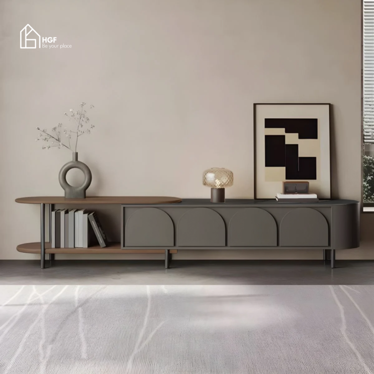 Tủ tivi FRANKIE HGF 4 cánh tích hợp mặt tủ di động, 220/240x40x50cm, TTV062