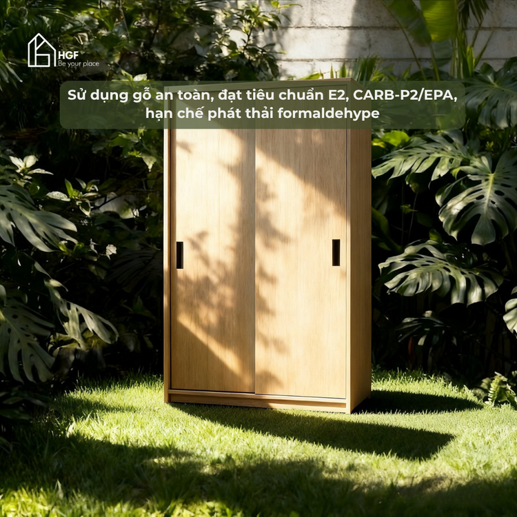 Tủ quần áo KLEP HGF cửa lùa, gỗ MDF, 120x60x200cm, TQA009