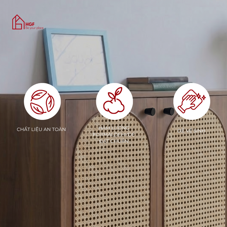 Tủ giày ZENITH HGF 4 cánh, gỗ MDF, 140x35x100cm, TG009