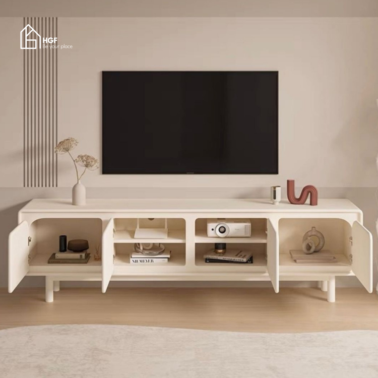 Tủ tivi ANNI HGF 4 cánh bo cong, gỗ MDF phủ sơn 2K, 180x40x55cm, TTV029