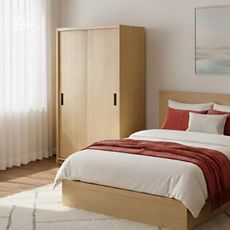 Tủ quần áo KLEP HGF cửa lùa, gỗ MDF, 120x60x200cm, TQA009