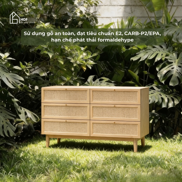 Tủ lưu trữ MEY HGF 6 hộc kéo, gỗ MDF, 120x40x90cm, TLT017