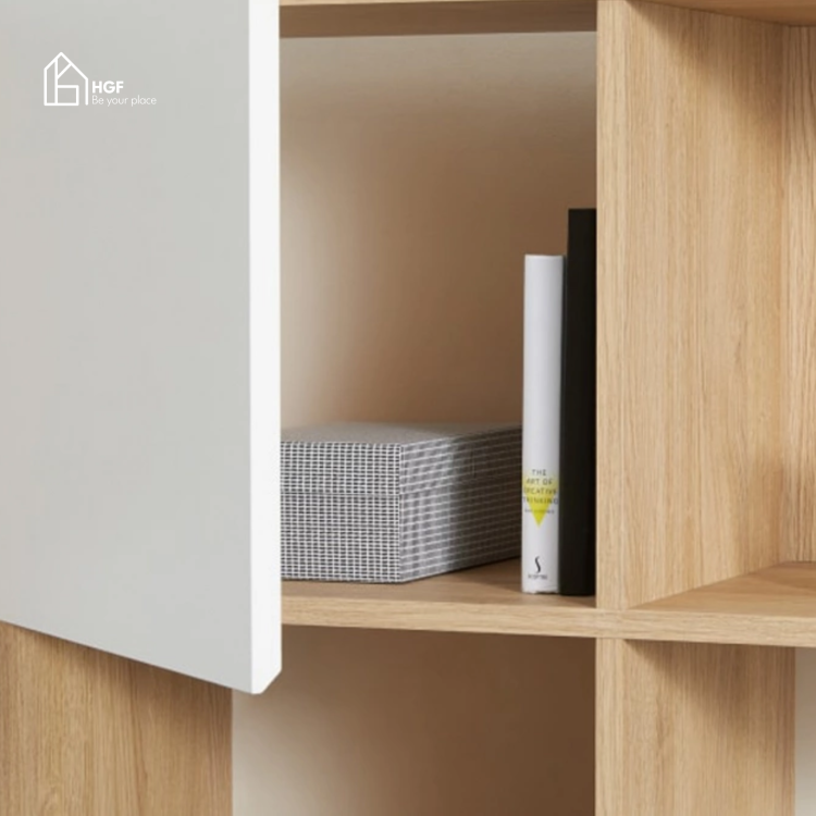 Kệ sách ZANE HGF 3 cánh mở, gỗ MDF, 110x32x173cm, KS008