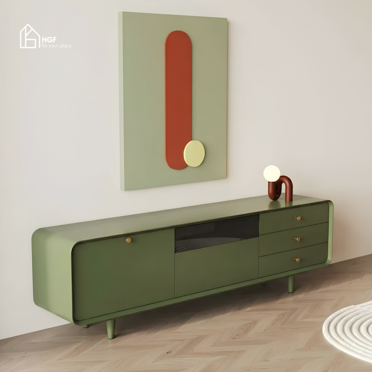 Tủ tivi HILMA HGF 2 cánh 3 hộc kéo, gỗ MDF phủ sơn 2K, 160/180/200x40x55cm, TTV070