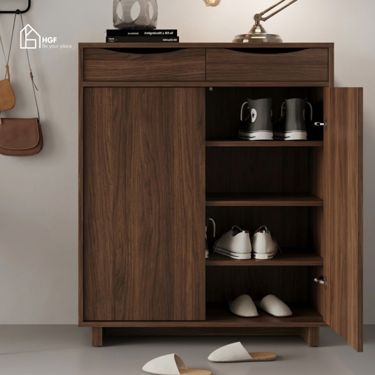 Tủ giày JANE HGF 2 hộc kéo 2 cánh, gỗ MDF, 90x35x110cm, TG017