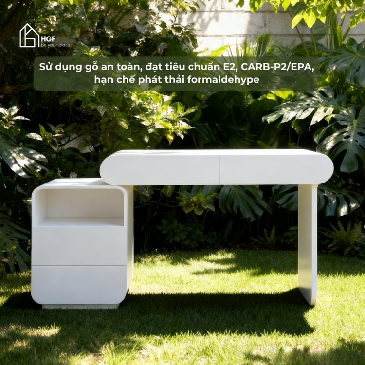 Bàn trang điểm OLIVE HGF 4 hộc kéo, gỗ MDF phủ sơn 2K, 120x40x75cm, BTD017