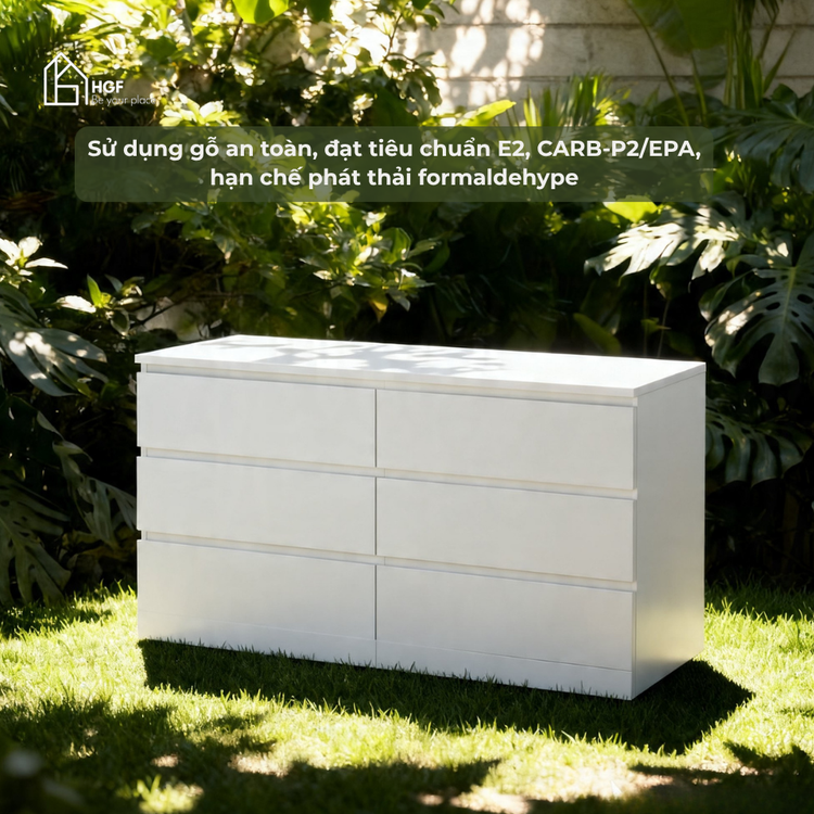 Tủ lưu trữ MAL HGF 6 hộc kéo, gỗ MDF, 120x40x80cm, TLT081