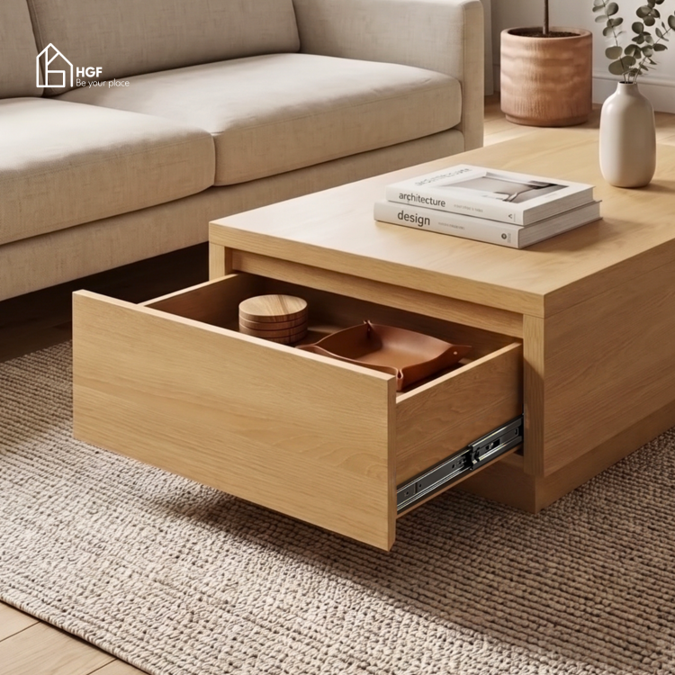 Bàn trà phòng khách DANA HGF 1 hộc kéo, gỗ MDF, 100x50x40cm, BT002