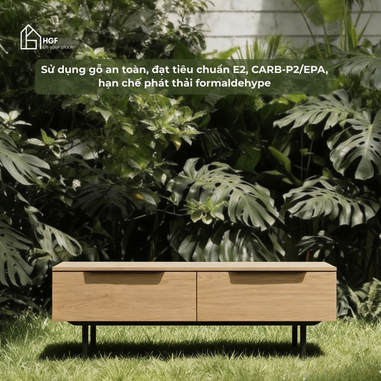 Bàn trà phòng khách RIA HGF 2 ngăn kéo, gỗ MDF, 100x50x45cm, BT014