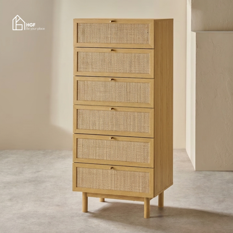 Tủ lưu trữ MEY HGF 6 hộc kéo, gỗ MDF, 60x40x140cm, TLT068