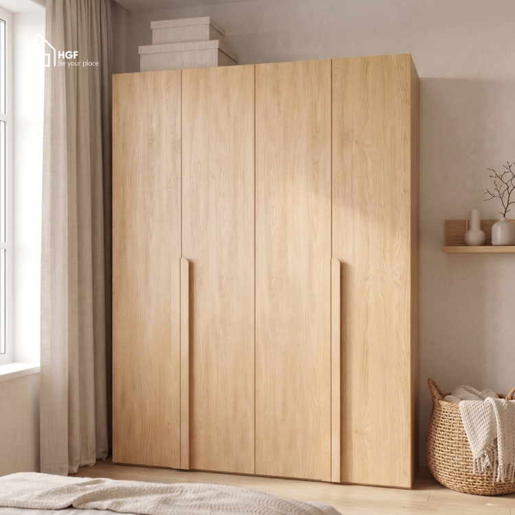 Tủ quần áo SHUN HGF 2-4 cánh, gỗ MDF, 160x60x200cm, TQA030