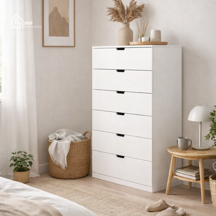 Tủ lưu trữ đa năng DAMIEN HGF 4 - 6 tầng, Gỗ MDF, 50/80x40x140cm, TLT091