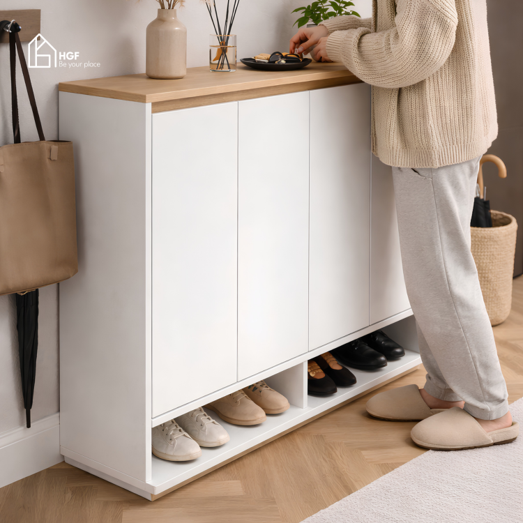 Tủ giày đa năng ZIKA HGF 3 - 4 cánh, gỗ MDF, 90/120x35x90cm, TG006