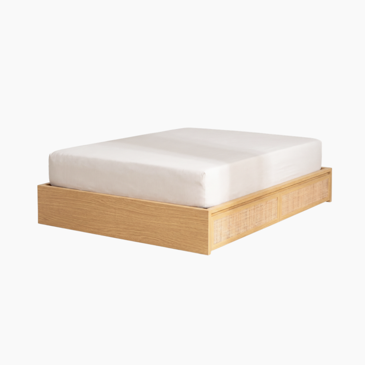 Giường ngủ phối mây MEY HGF 2 hộc kéo, gỗ MDF, 1m6/1m8, GN001