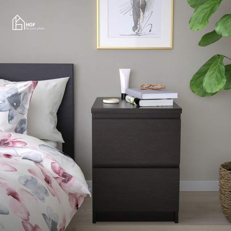 Tủ đầu giường MAL HGF 2 hộc kéo, gỗ MDF, 40x35x50cm, TDG001