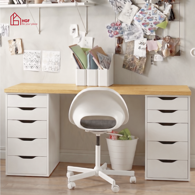 Bàn làm việc đa năng ARDEN HGF 10 ngăn kéo, gỗ MDF, 160/180x60x75cm, BLV001