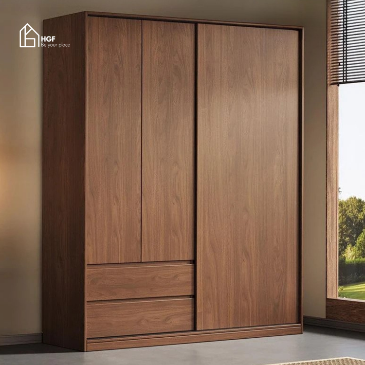 Tủ quần áo ZOE HGF cửa lùa, gỗ MDF, 160x60x200cm, TQA041