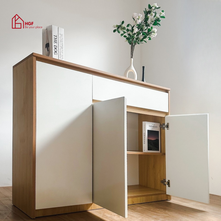 Tủ giày ZIKA HGF 3 cánh 1 hộc kéo, gỗ MDF, 100/120x40x100cm, TG003