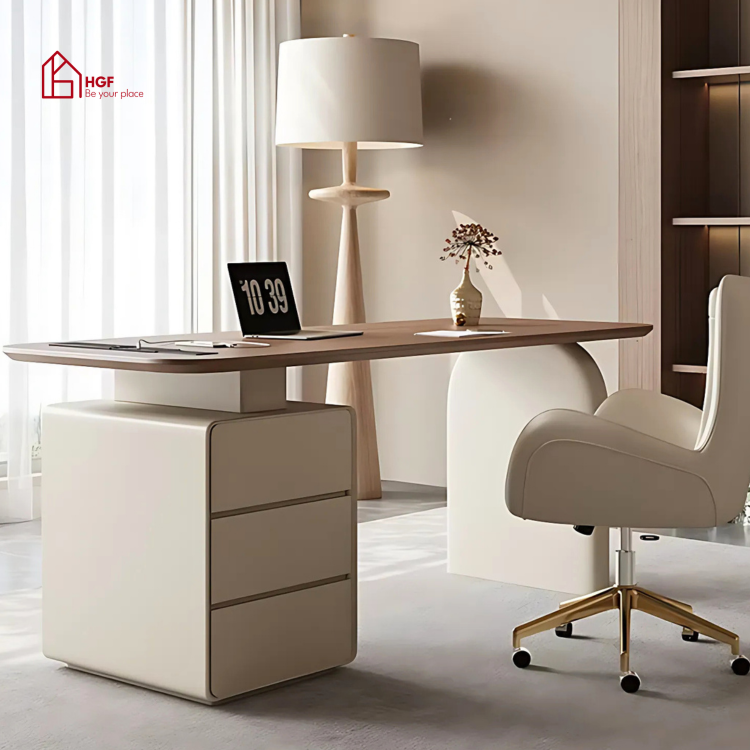 Bàn làm việc MYRNA HGF 3 hộc kéo, gỗ MDF phủ sơn 2K, 140x60x75cm, BLV014