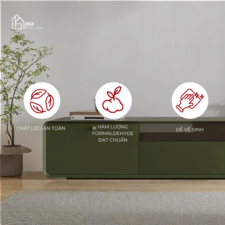 Tủ tivi HILMA HGF 2 cánh 3 hộc kéo, gỗ MDF sơn 2K, 160/180/200x40x45cm, TTV069