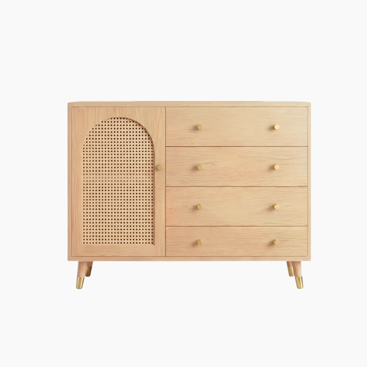 Tủ lưu trữ đa năng HEI HGF phối mây 4 hộc kéo, gỗ MDF,  120x40x100cm, TLT098