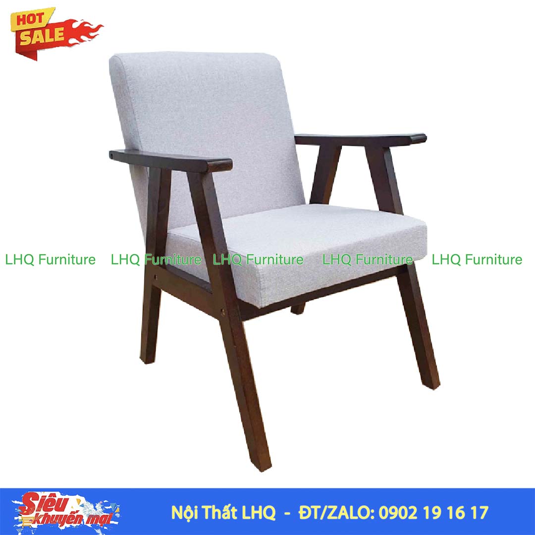 Ghế Sofa Đơn Tay Dẹt Gỗ Cao Su | Nội Thất LHQ