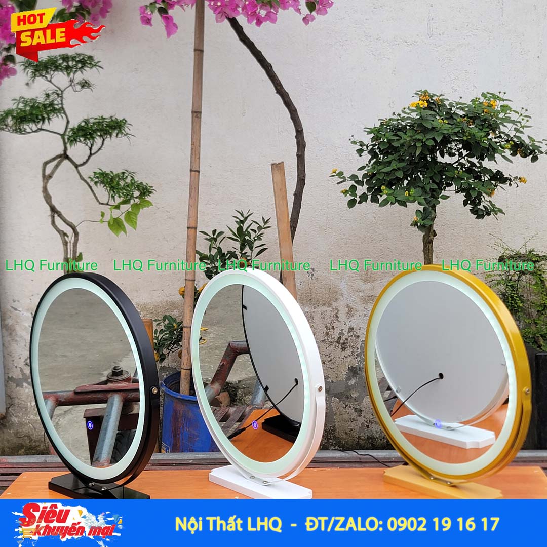 Gương Xoay Để Bàn Đèn Cảm Ứng, Decor đẹp