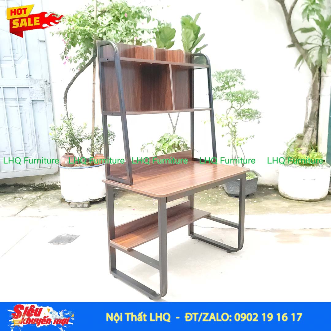 Bàn Giá Sách Khung 1m2 Sắt Gỗ MDF | Nội Thất LHQ