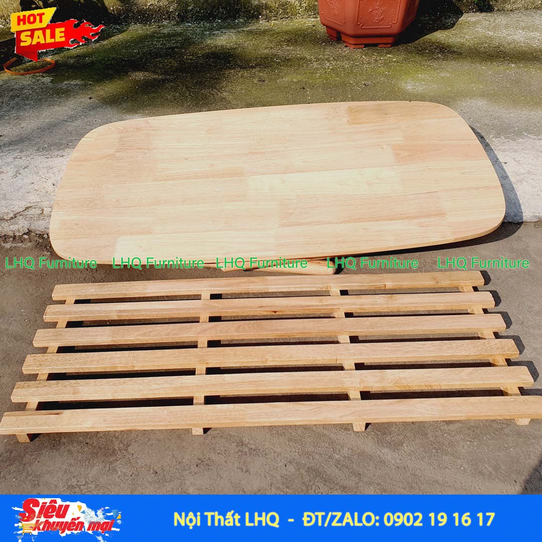 Bàn Sofa Gỗ Cao Su 2 Tầng Hiện Đại, Gấp Gọn