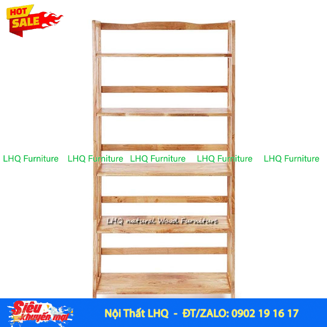 Kệ Sách Gỗ 5 Tầng Rộng 80cm – Gỗ Cao Su Tự Nhiên Chắc Chắn, Đẹp Hiện Đại