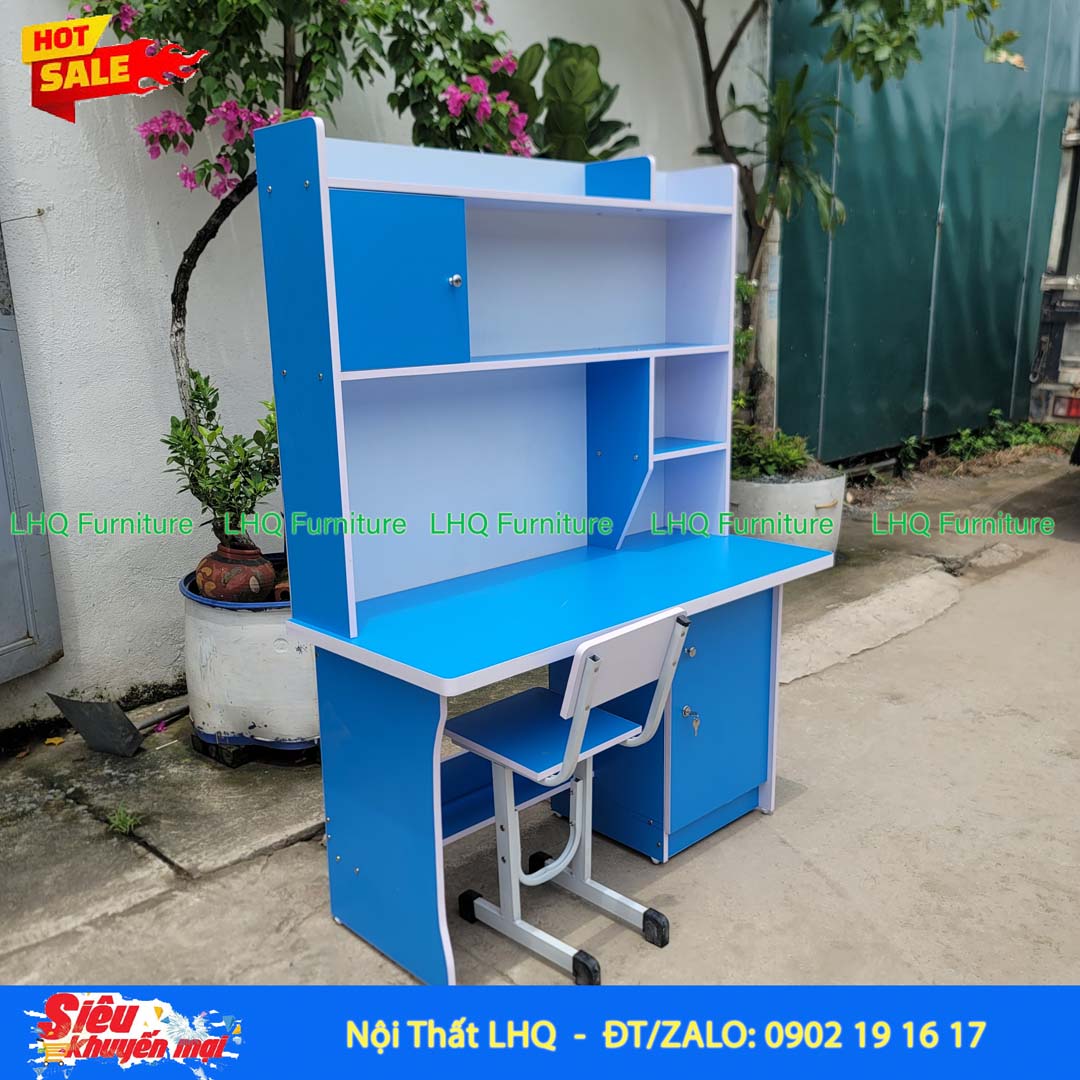 Bàn học sinh liền giá sách rộng 1m2 – Thiết kế tiện dụng cho bé