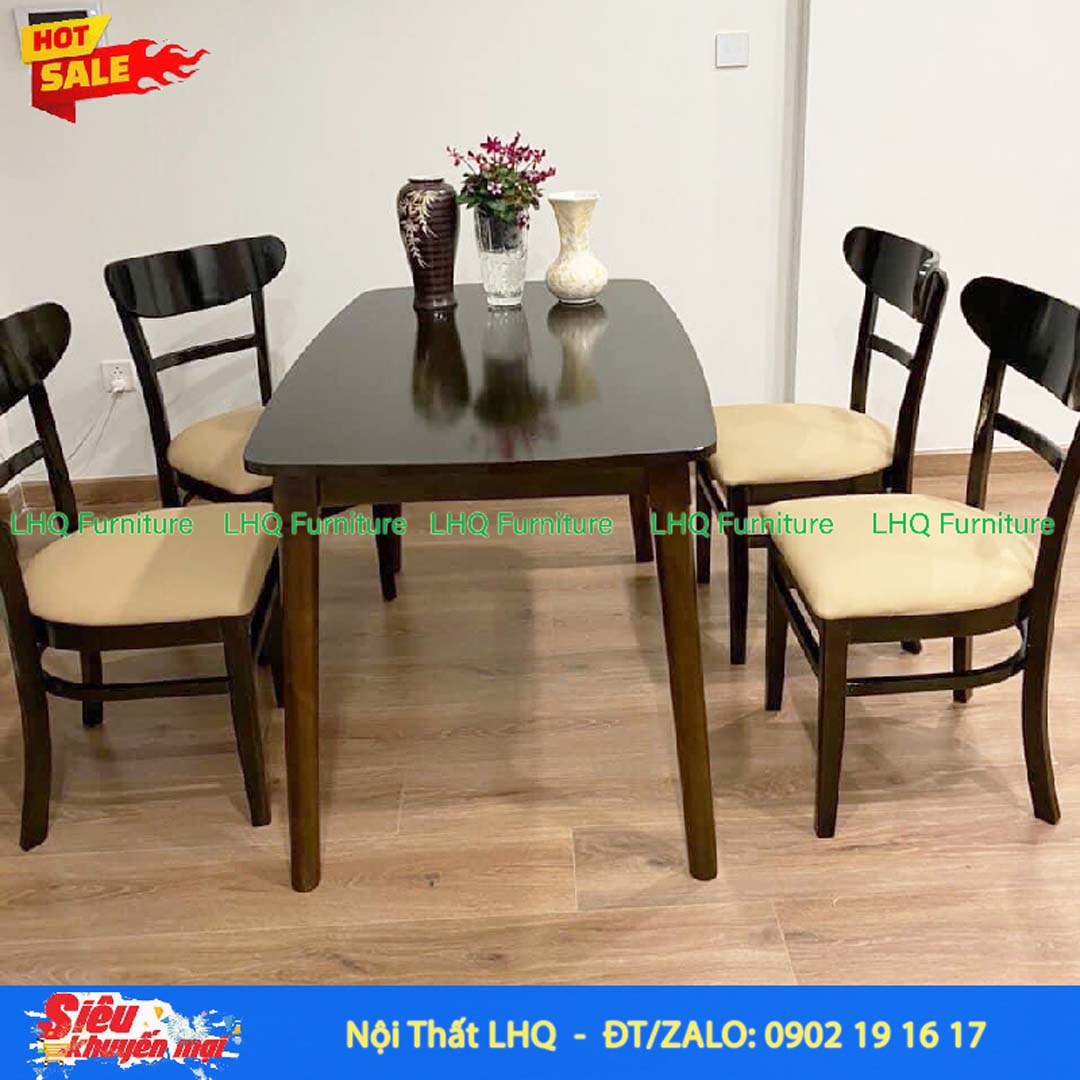 Bộ bàn 1m2 – 4 ghế Panda: Sang trọng, tiện nghi, 3 màu lựa chọn