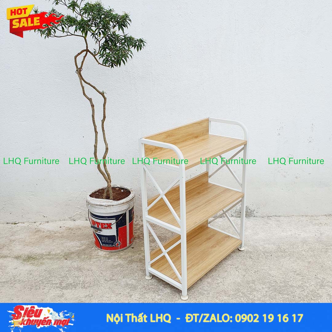 Kệ Sách Khung Sắt Gỗ Melamin 3T70 Rộng 70cm