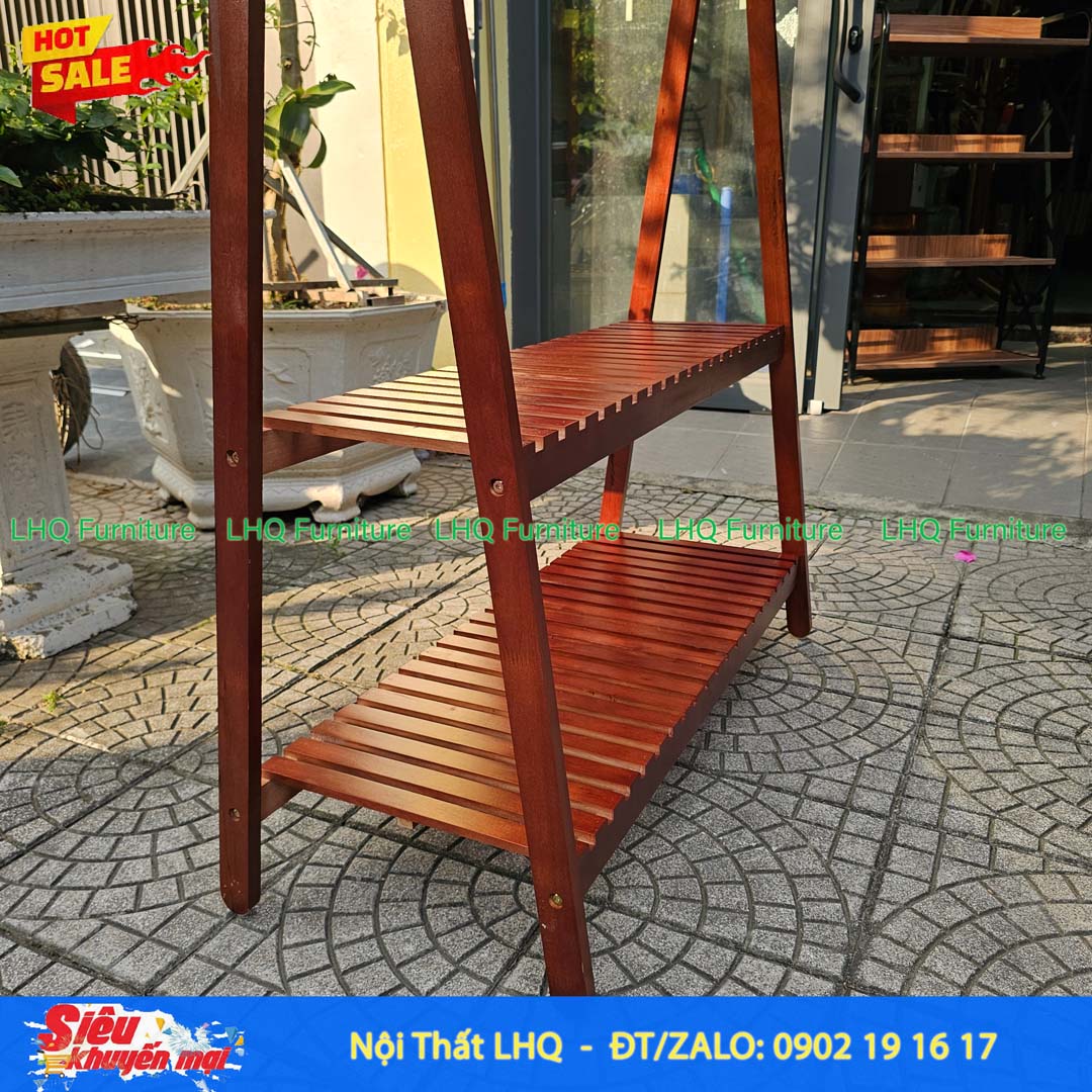 Kệ Treo Quần Áo Chữ A 2 Tầng 80cm Gỗ Cao Su | Nội Thất LHQ