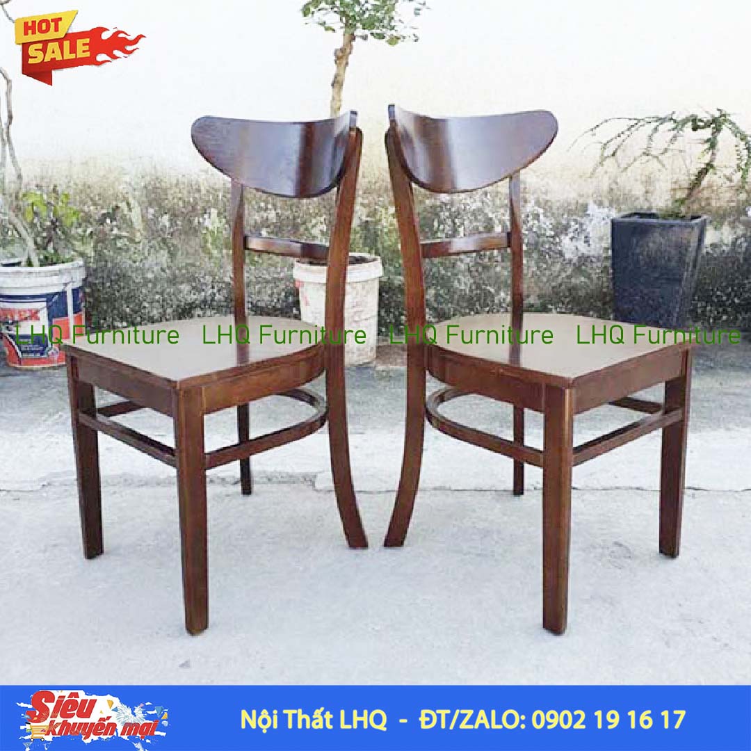 Ghế Cafe, Ghế Bàn Ăn Panda Mặt Gỗ – Gỗ Cao Su Tự Nhiên