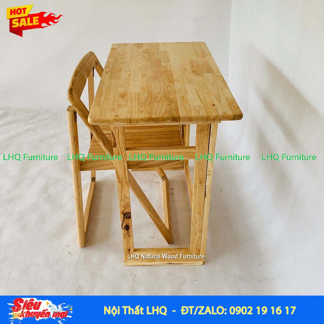 Bàn Học Sinh Gấp Gỗ Cao Su | Gấp Gọn Tiện Lợi, Bền Đẹp