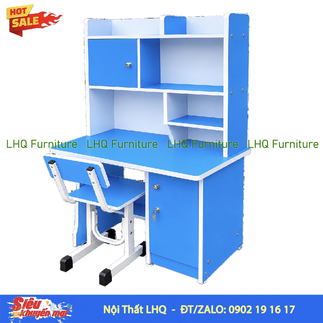 Bàn học sinh liền giá sách rộng 1m2 – Thiết kế tiện dụng cho bé