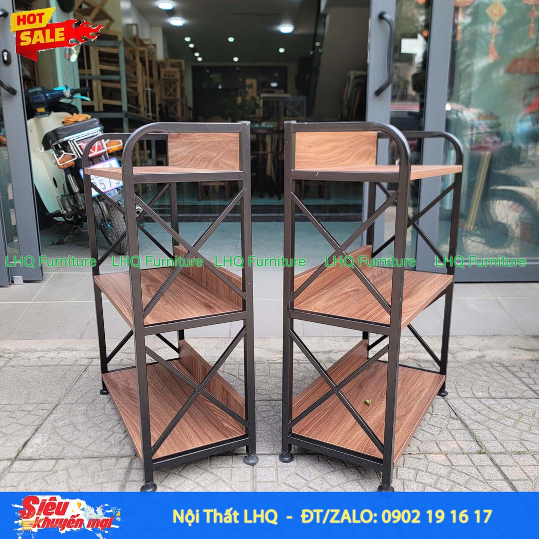 Kệ Sách Khung Sắt Gỗ Melamin 3 Tầng Rộng 50cm