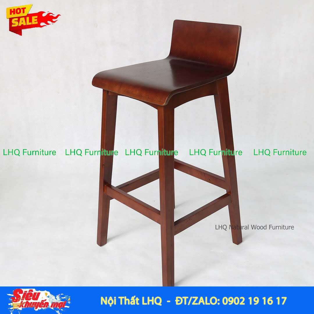 Ghế Quầy Bar Mặt Gỗ Gỗ Cao Su | Nội Thất LHQ