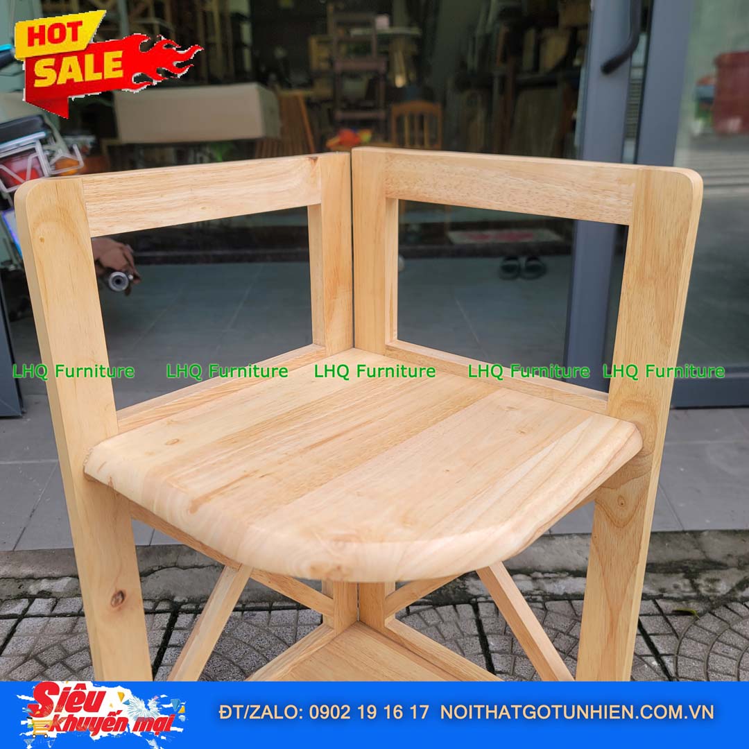 Kệ góc chữ X 4 tầng gỗ cao su tự nhiên 32x45x120cm