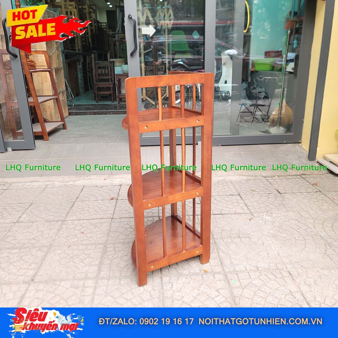 Kệ Góc 3 Tầng Gỗ Cao Su Tự Nhiên Trang Trí Đẹp | Nội Thất LHQ