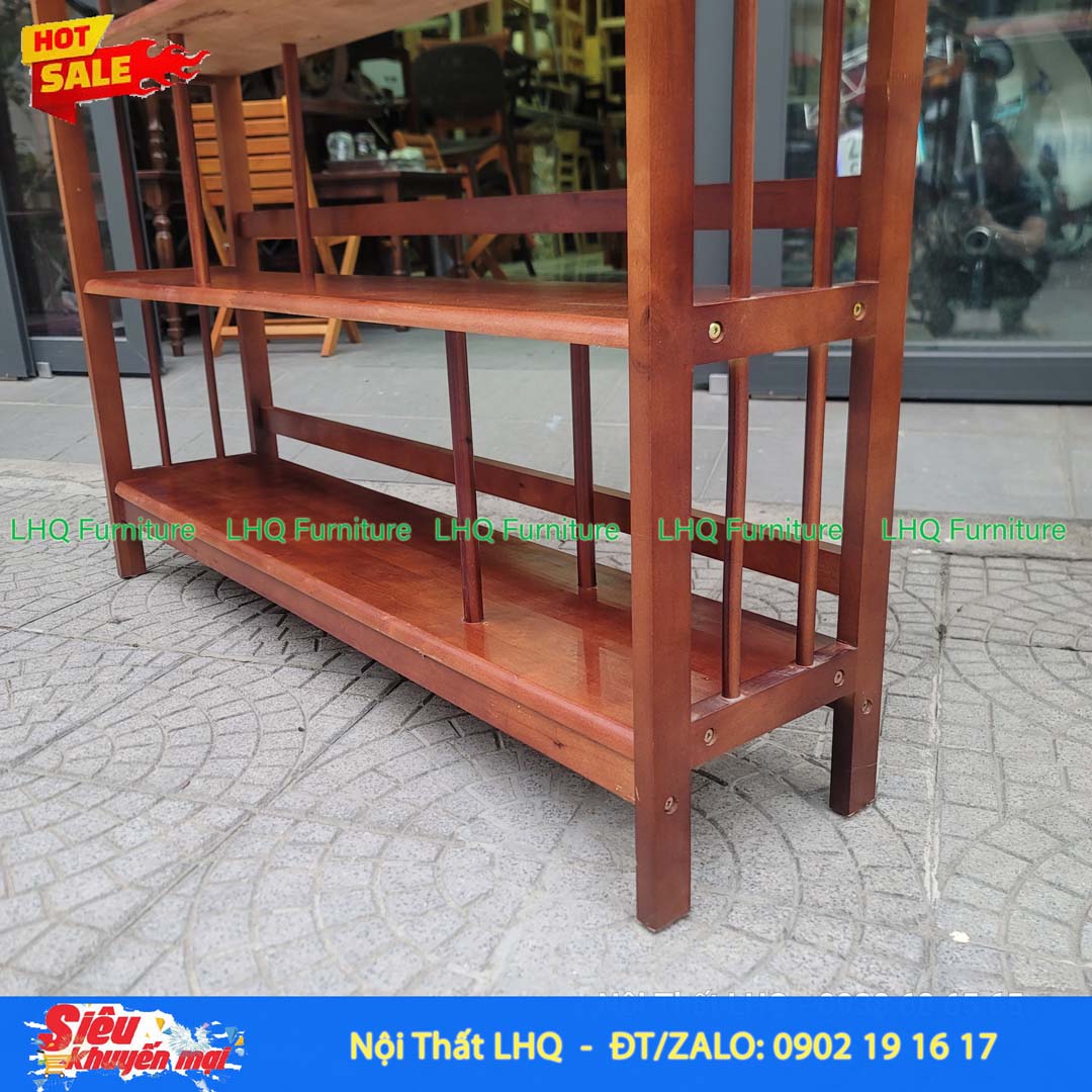 Kệ Sách Gỗ 3 Tầng Rộng 1m2 – Kệ Gỗ Cao Su Tự Nhiên Cao Cấp, Không Gian Lưu Trữ Rộng Rãi