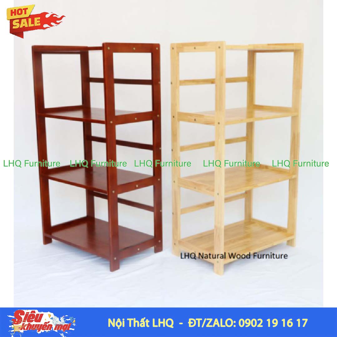Kệ Để Lò Vi Sóng Mặt Liền 4 Tầng Gỗ Cao Su | Nội Thất LHQ