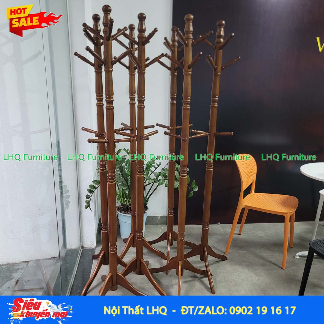 Cây Treo Quần Áo Tay Tiện Gỗ Cao Su | LHQ Furniture