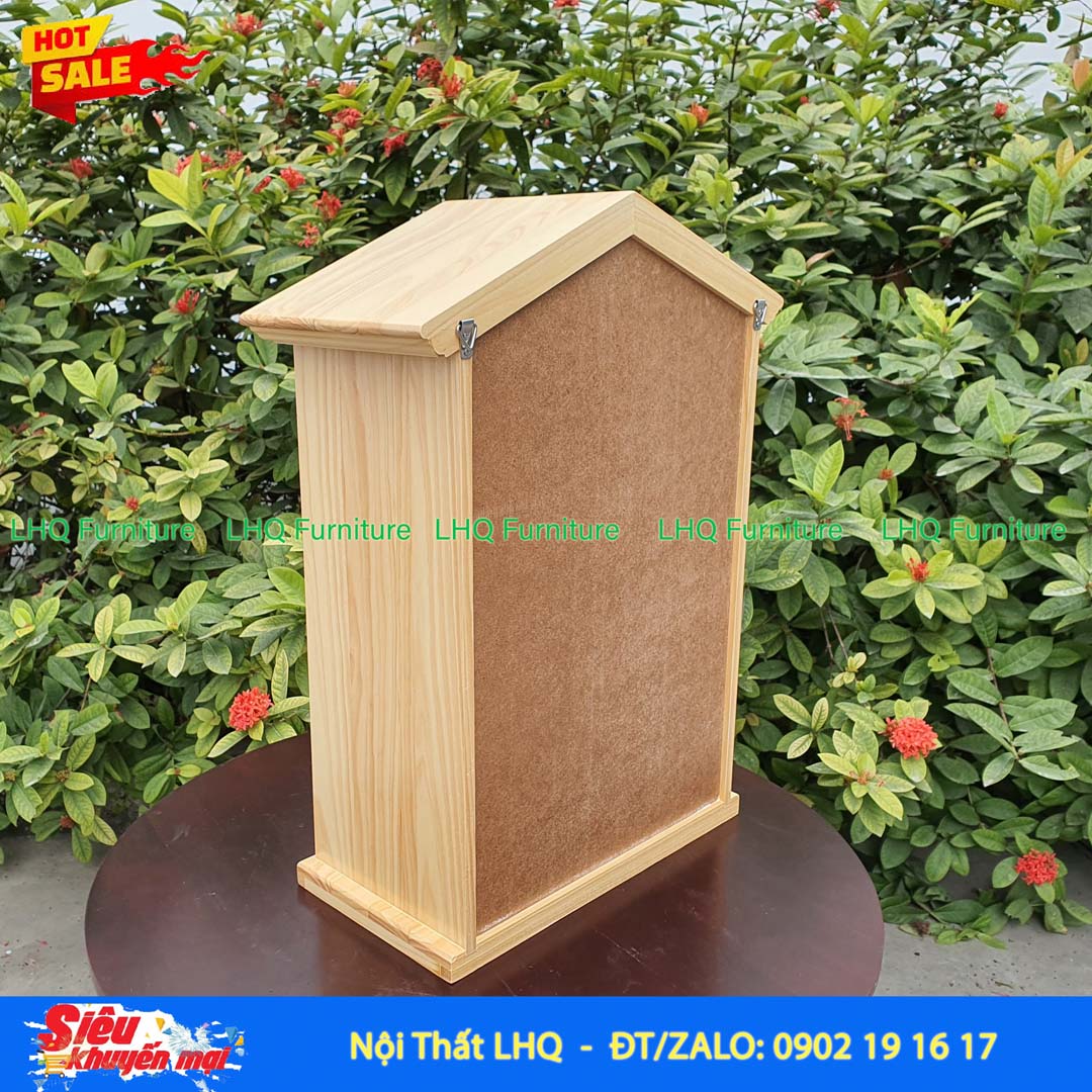 Tủ thuốc mái chéo không hộc, Gỗ thông cao cấp