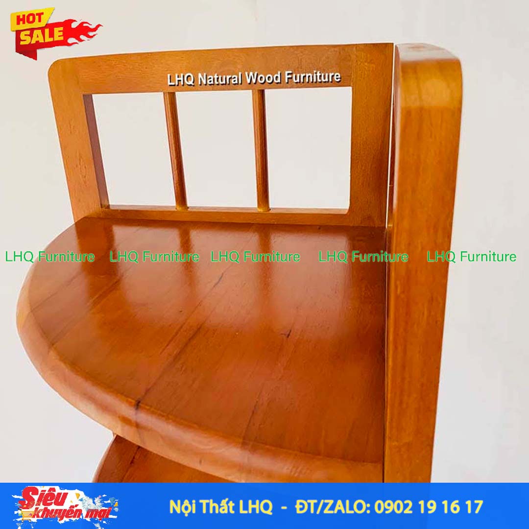 Kệ Góc 5 Tầng Gỗ Cao Su Tự Nhiên Trang Trí | Nội Thất LHQ