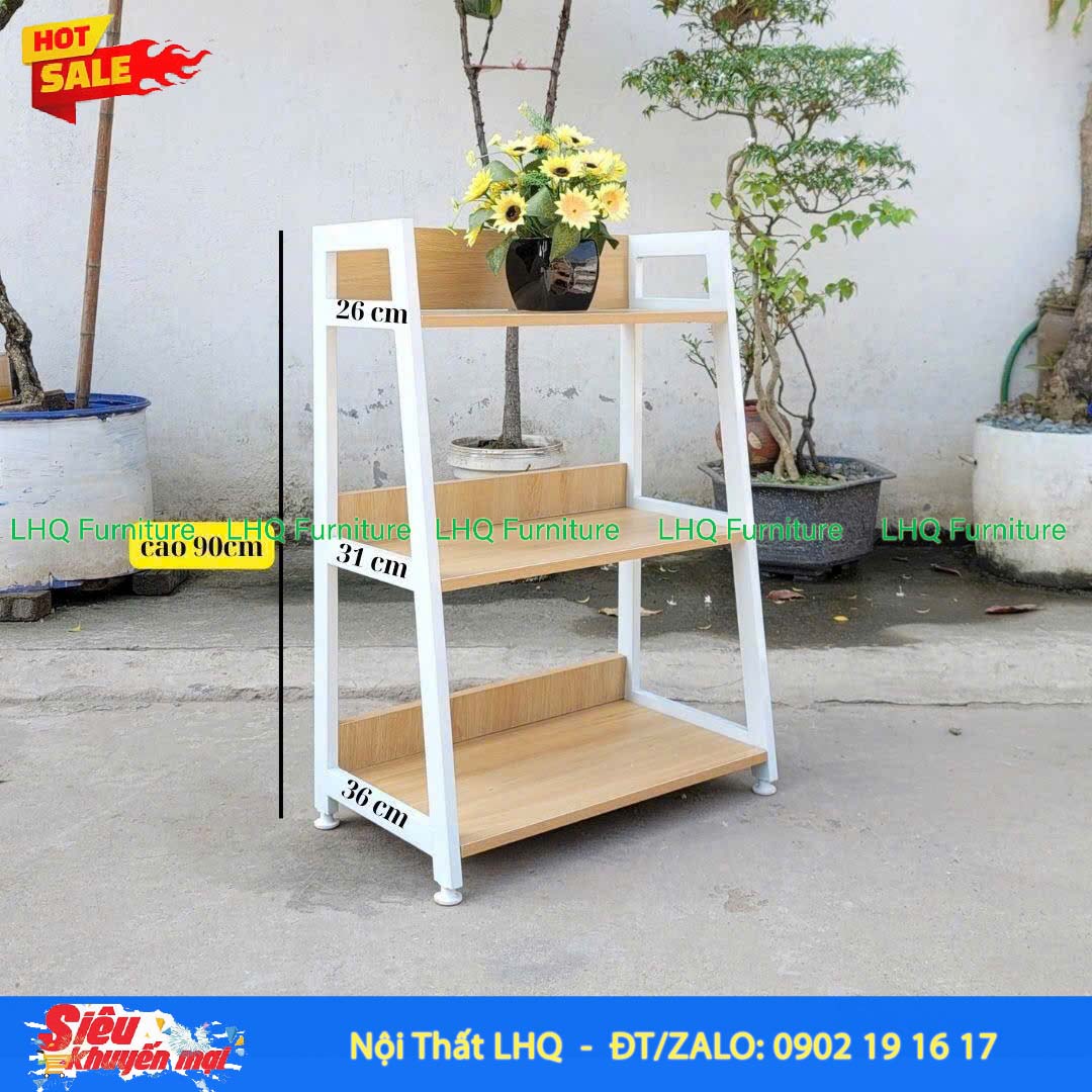 Kệ Chữ A 3 Tầng Khung Sắt Mặt Gỗ MDF