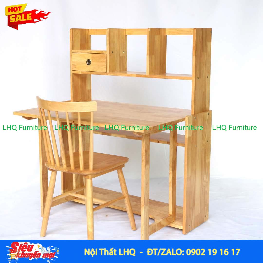 Bàn Giá Sách Xếp Gọn Gỗ Cao Su | Đa Năng, Gấp Gọn Tiện Lợi